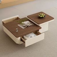 Table basse de salon en bois massif de style moderne du milieu du siècle, avec espace de rangement, sensation de luxe léger et haut de gamme, nouveau modèle 2026, petite taille