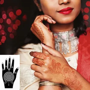 mão stencils henna Suppliers-Adesivos de tatuagem de henna, adesivos temporários para tatuagem de pé pequeno de mão e pé