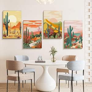 SONGWOO Art - Juego de 4 Cuadros Enmarcados con Pintura al Óleo Digital para Adultos y Principiantes, Pintura por Números de Plantas y Paisajes - Product Image 2