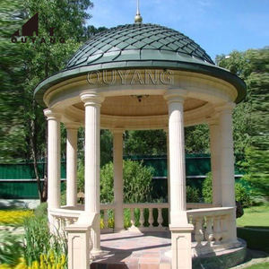 Gazebo in Marmo Europeo di Lusso con Colonne Romane e Cupola in Ferro Battuto per Giardini, Ville e Parchi - Product Image 4