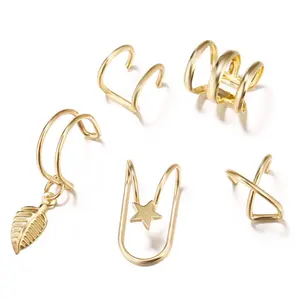 Fashion Hot selling ear clip set 5-piece creative personality double C cartilage U shaped double earless hole ear stud