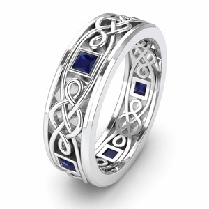 Bague ouverte à nœud celtique, pierre précieuse carrée bleue, réglable, unisexe, style bohème, bijoux de mode - Product Image 5