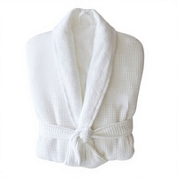 Peignoir de spa double couche 100 % coton personnalisé, luxe hôtelier, blanc, unisexe, en tissu gaufré éponge, avec ensemble de chaussons