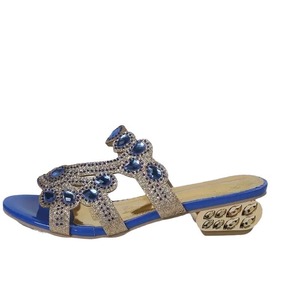 Square Head Shallow Mouth Chunky High Heels Flip-flops Female Wearing Temperament Rhinestone <b>Sandals</b> - Product Image 5