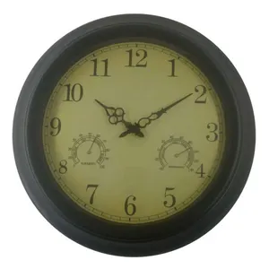 18インチブラックサイレントバッテリー式金属装飾時計ヨーロッパの工業用金属屋外壁時計