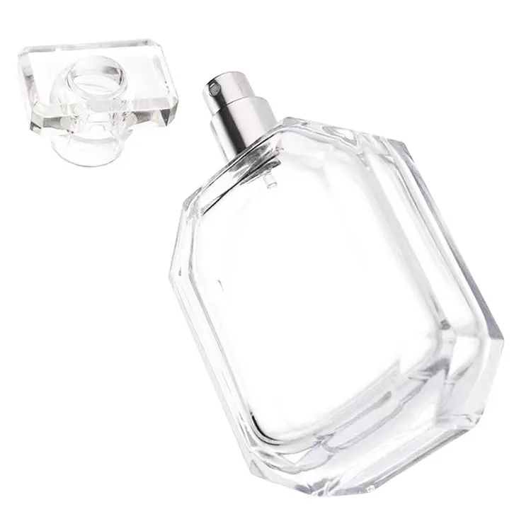卸売女性ファンシークリア空ひし形ガラス香水瓶50ml 100ml Botella De Atomizer Parfum
