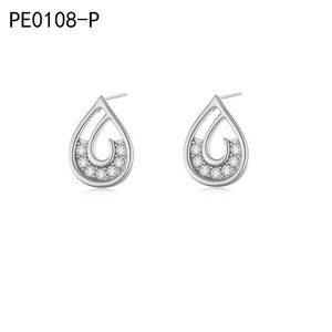 ต่างหูแฟชั่นประดับเซอร์โคเนียสตั๊ด PE0108 สำหรับผู้หญิงเครื่องประดับคุณภาพสูง - Product Image 1