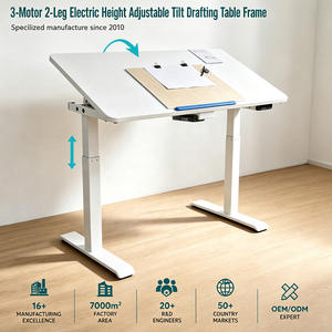 Mesa <span class=keywords><strong>de</strong></span> Dibujo Eléctrica <span class=keywords><strong>de</strong></span> Altura Ajustable con 3 Motores y Superficie <span class=keywords><strong>de</strong></span> <span class=keywords><strong>Trabajo</strong></span> Inclinable para Arquitectos y Artistas - Product Image 1