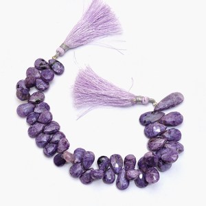 Perles de charoïte AAA+ 8x14mm-10x18mm facettées en forme de poire, pierres semi-précieuses naturelles de charoïte violette, perles en vrac pour bijoux - Product Image 2