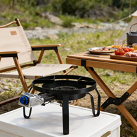 Réchaud à gaz GPL portable à brûleur unique, avec aspiration d'air complète, bouton rotatif, base en fonte haute, coupe-vent et protection contre l'extinction de la flamme, pour usage domestique