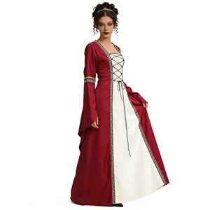 <span class=keywords><strong>Robe</strong></span> maxi en mousseline de soie tissée solide de style royal européen médiéval - Corset rétro, costume de jeu de rôle, tenue de style Renaissance - Product Image 4