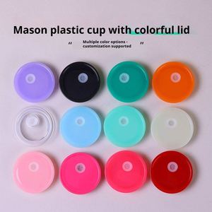 Mason Jar Bling Diamond Plastic <b>Straw</b> Lid Colorful Sealed Leakproof Heat Transfer <b>Reusable</b> Cup Lid for 16oz 20oz Mason Jars - Product Image 2
