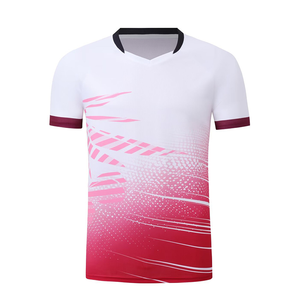 Maillot de badminton multicolore dégradé, compétition de tournoi, t-shirt de sport, activité de club, soutien au stade, vêtements personnalisables - Product Image 1