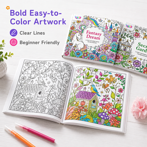 Coffret de livres de coloriage pour adultes KAIX Secret Garden, 8 thèmes populaires, <span class=keywords><strong>pages</strong></span> anti-stress pour adolescents, vente en gros pour boutiques de cadeaux - Product Image 3