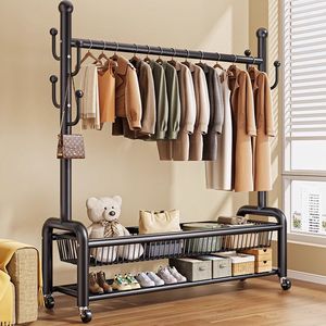 Porte-vêtements à <span class=keywords><strong>2</strong></span> niveaux pour chambre à coucher, style crème, avec roulettes, vente en gros d'usine - Product Image 4