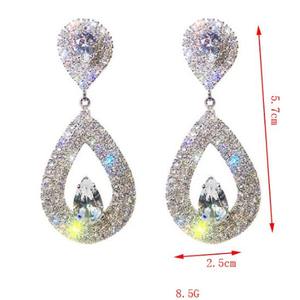 Pendientes colgantes de mujer con diamantes súper brillantes, estilo coreano, europeo y americano, exagerados, versátiles y a la moda. - Product Image 6