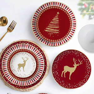 Wholesale Christmas Dinnerware Sets Hand Made Vintage Christmas <b>Tree</b> Pattern Cup Dish Plates Dinnerware Set - Product Image 1