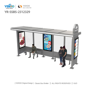 Hiện đại ngoài trời thông minh trạm dừng xe buýt nơi trú ẩn <span class=keywords><strong>LED</strong></span>-Lit biển quảng cáo nhôm & khung thép - Product Image 3