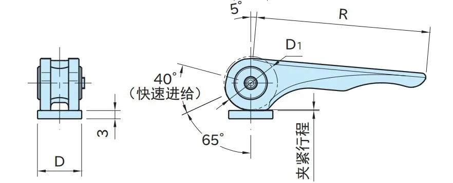 GXH Machining Adjustable Aluminum M10 External Threads Cam Handle/Cam Lever/Cam Clamp