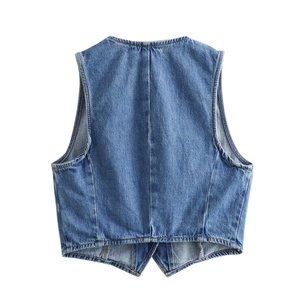 SHENZHU – Nouveauté 2024 : <span class=keywords><strong>Gilet</strong></span> Chic Sans Manches en <span class=keywords><strong>Jean</strong></span> Tricoté pour Femme, Style Vintage Décontracté, Coupe Courte - Product Image 2