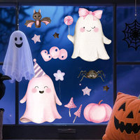 Autocollants d'Halloween pour enfants, petits paquets, écologiques, autocollants fantômes roses, adhésifs statiques pour fenêtre, amovibles, fournis par l'usine