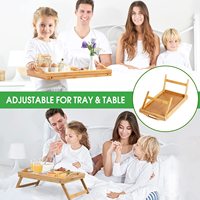 Table de plateau de lit en bambou à pieds pliants avec poignées pour canapé petit déjeuner et cuisine assiette à manger et plateau d'emballage de vaisselle