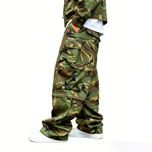 Pantaloni Cargo da Uomo con Stampa Mimetica, Gamba Larga, Multi-tasca, Abbigliamento Streetwear Premium Rainbow Spray - Product Image 2