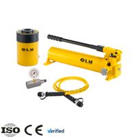 Herramienta de Elevación Hidráulica de Alta Precisión con Bomba Manual, Cilindro Hidráulico Hueco de Acción Simple de 100T y Conjunto de Bomba Manual