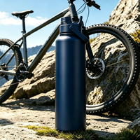Bouteille d'eau sport isotherme en acier inoxydable de 40 oz à grande capacité avec impression de logo, couvercle à paille rabattable portable et anti-fuite pour l'extérieur