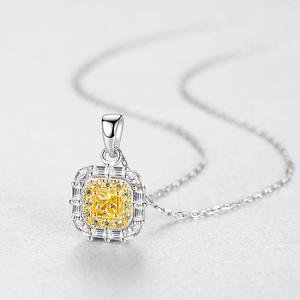 Collar personalizable de plata de ley S925 con circonita cuadrada amarilla, un regalo romántico para mujeres, joyería personalizada - Product Image 4