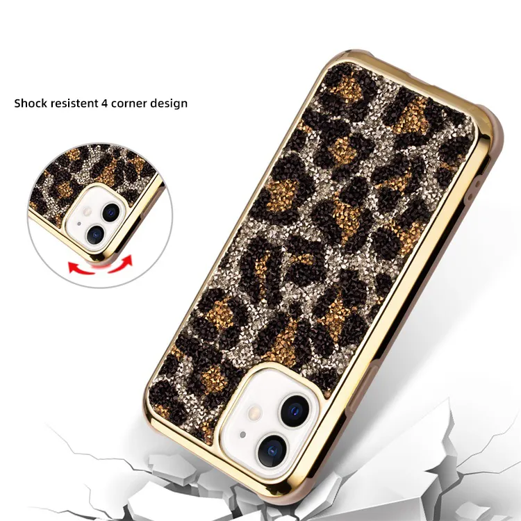 Shock Resistant 4 Corners Design Phone Case For iPhone 11/12/13 PC TPU Diamond Back Cover Phone Case For iPhone 13 pro max