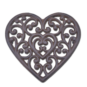 Salvamanteles antiguo de cobre y hoja de metal fundido con pies de goma para platos calientes - Product Image 2