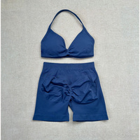 Ensemble de yoga 2 pièces en nylon 90 % et élasthanne 10 %, couleur bonbon, soutien-gorge et short sans couture