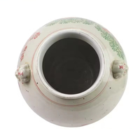 Pot Keramik Antik Buatan Tangan Cina Ramah Lingkungan, Dilukis Tangan dengan Pola Bunga Pinus Bambu Merah Hijau, Guci Perut Besar untuk