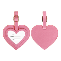 Étiquette de bagage créative et colorée en cuir PU en forme de cœur, multifonctionnelle, avec impression de logo personnalisé, pour l'embarquement