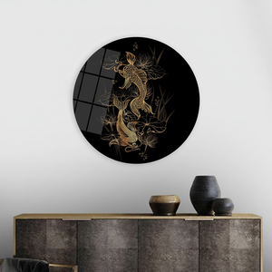 Elegant Koi Carp Lotus <b>Canvas</b> Print: Asian Symbol <b>Wall</b> Art,TEMPERED GLASS ART - Product Image 3