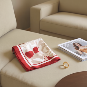 Foulard quadrato in seta rosa 70x70 cm con stampa floreale, accessorio elegante e alla moda per donna - Product Image 2