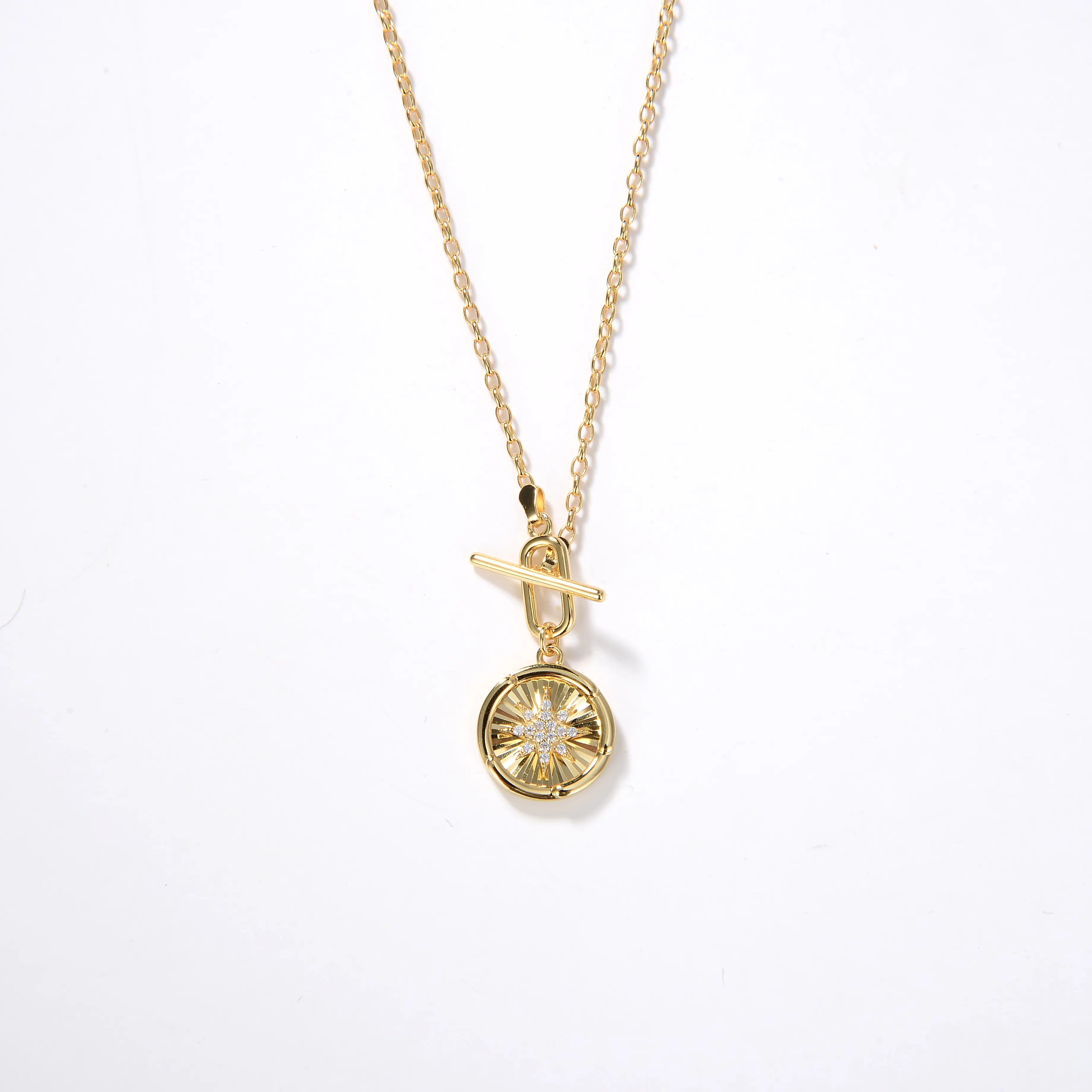 Genuine Low Price Fast Delivery Pretty Fashion Jewelry Necklaces Golden Circular Pendant Necklace
