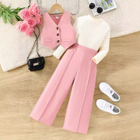 Ensemble Vêtements Quotidien Style Western pour Enfants Filles, Joli Costume de Mode pour Filles à Manches Longues + Pantalon Large Ample, Ensemble Fille Enfant 10 Ans