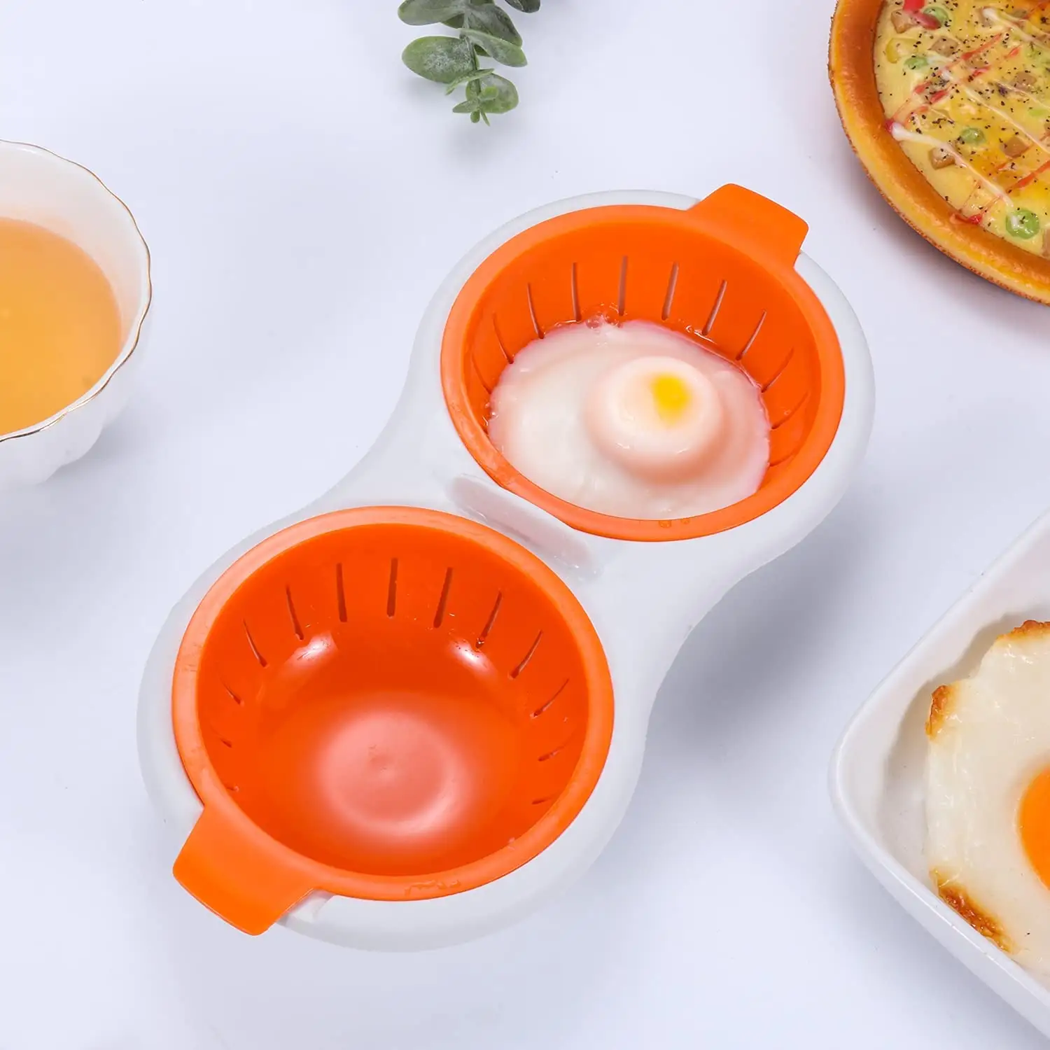 전자 레인지 계란 밀렵꾼 더블 컵 계란 밥솥 찜기 계란 세트 전자 레인지 요리 도구 간단한 가정 주방 168g