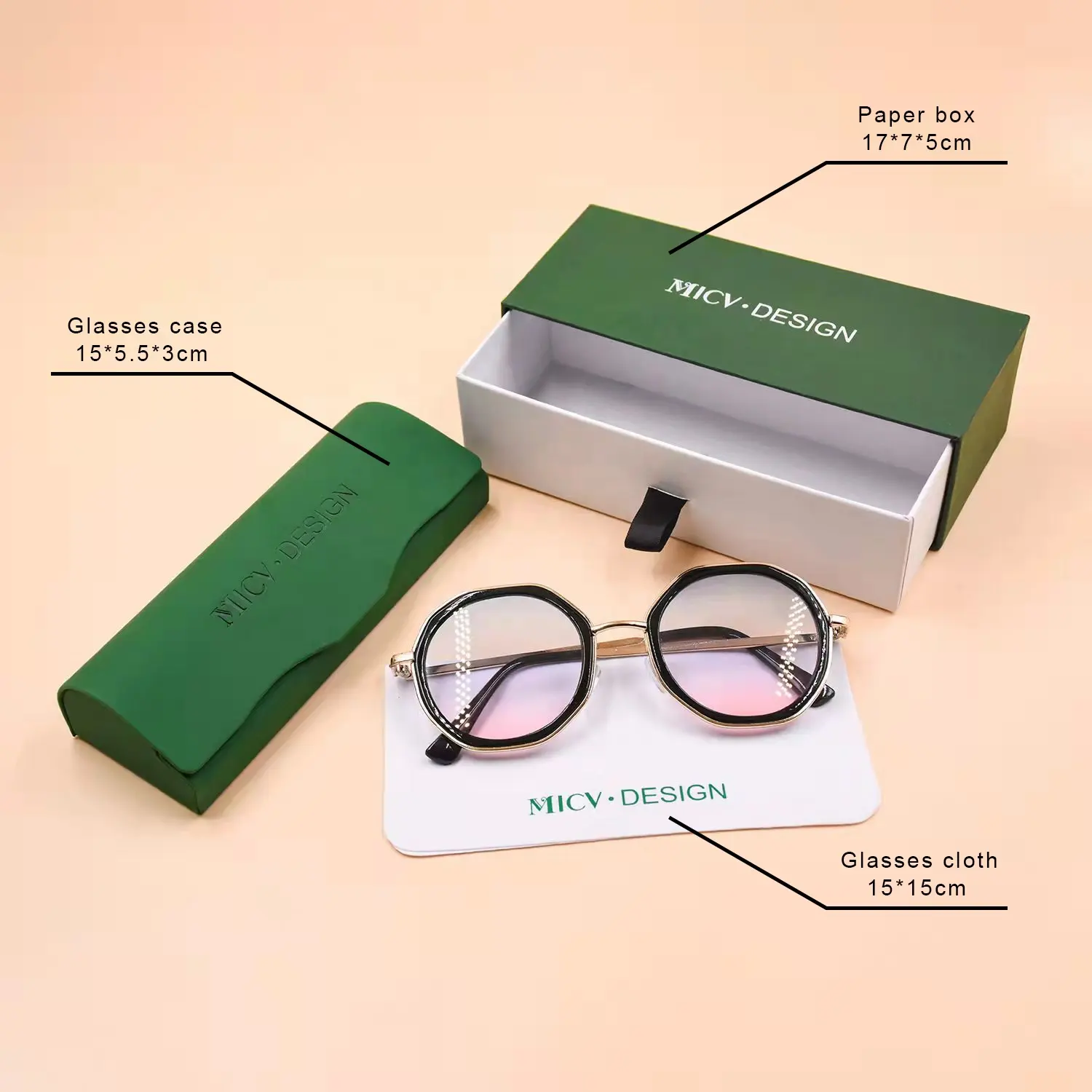 Bestpacking custom logo sunglasses case packaging set PU leather handmade eyeglasses case set glasses hard case