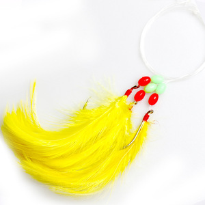 Señuelo de pesca biónico con forma de pulpo y plumas de pavo, rojo y blanco, para lubina, pesca en el mar, cebo de fondo, para ríos y pesca desde embarcación - Product Image 5