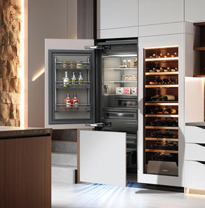 Réfrigérateur américain à portes françaises en acier inoxydable sans givre, prêt pour les panneaux, 30 pouces, congélateur inférieur, eau, ménage, hôtel - Product Image 2