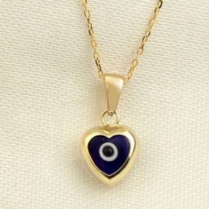 Nueva llegada forma de corazón turco mal de ojo Nazar azul suerte ojos de pavo colgante gargantilla Nazar collar ojo turco collar - Product Image 6
