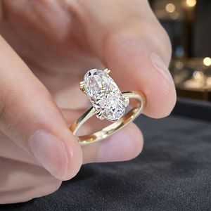 Fine Jewelry Rhodium Plated Luxury Yellow <b>Gold</b> IGI Certificate Lab Grown Diamond Oval Cut 1ct Engagement Solitaire Wedding <b>Ring</b> - Product Image 3