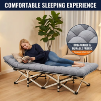 Lit de camping pliable portable en tissu Oxford avec tube en alliage d'aluminium, capacité de charge lourde de 200 kg (440 lb)
