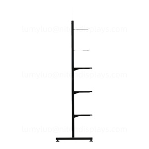 Multi-Function Metal Floor <b>Display</b> <b>Rack</b> with Hooks & Shelves Wire Panel Stand for Snacks Accessories Daily Goods Supermarket - Product Image 4