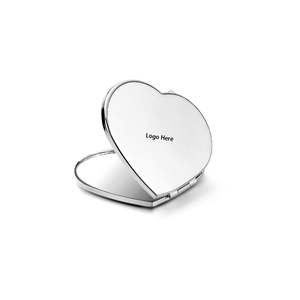 Silver Plated Travel Vanity Pocket Mirror Heart Shape Cosmetic Make up Hand Held Metal Compact Mirror for Purse Giftsirls Gifts