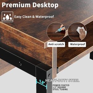 Escritorio Pequeño <span class=keywords><strong>de</strong></span> Madera para Computadora, <span class=keywords><strong>Mesa</strong></span> para Laptop con Almacenamiento, Estación <span class=keywords><strong>de</strong></span> Trabajo para Oficina, Estudio y Escritura, Diseño que Ahorra Espacio - Product Image 6