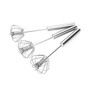 Neuer halbautomati scher Mischer Hand druck Rotary Hand Whisk Edelstahl Manueller Eier schläger